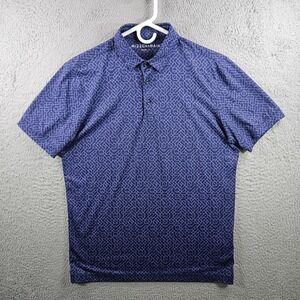 Mizzen + Main Polo Shirt Men Medium Trim Geometric Purple Golf Performance